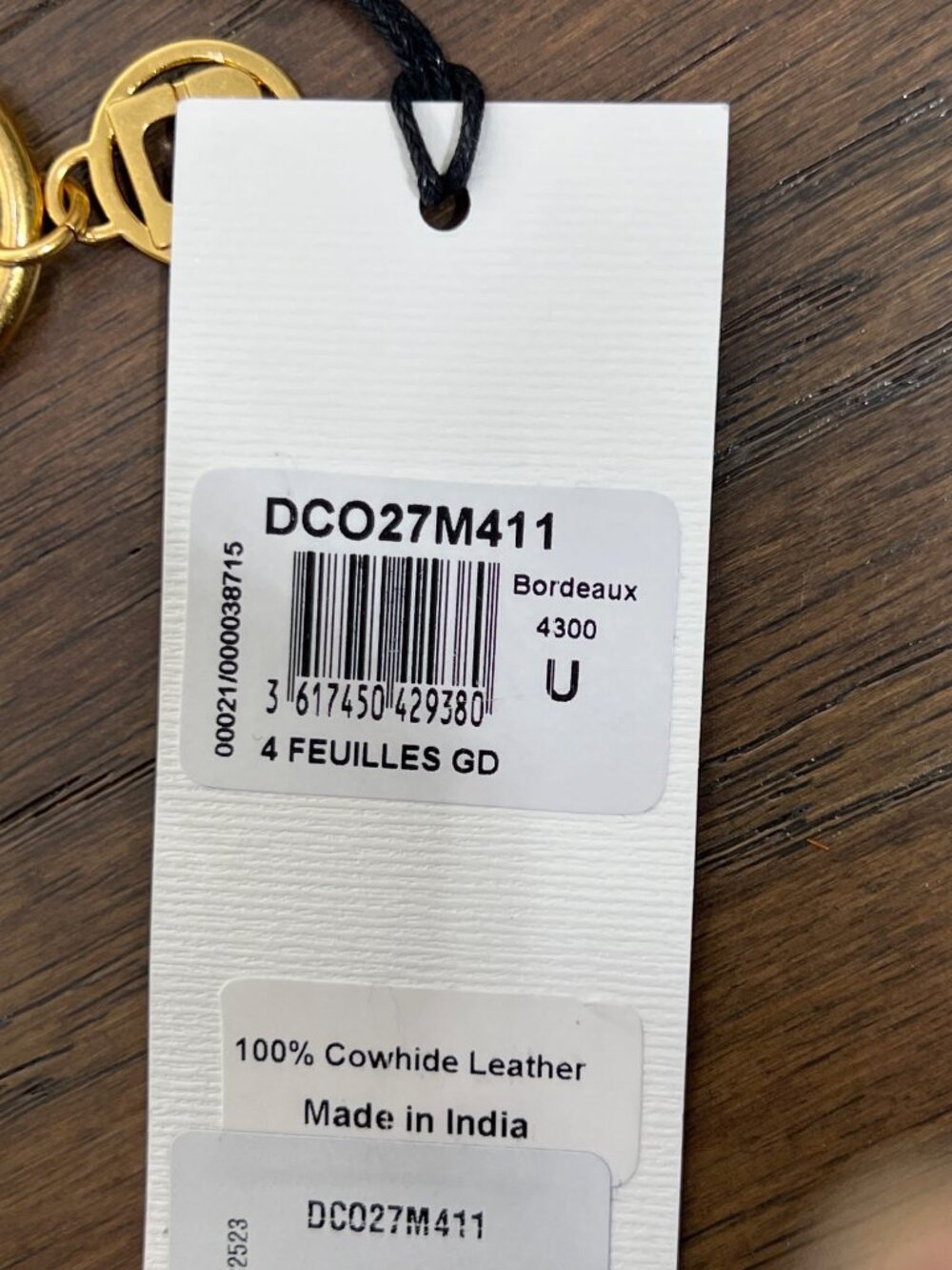 GERARD DAREL Leather Bag Charm Key Ring 4 Leaf Clover Bordeaux Brown NWT - Picture 6 of 6